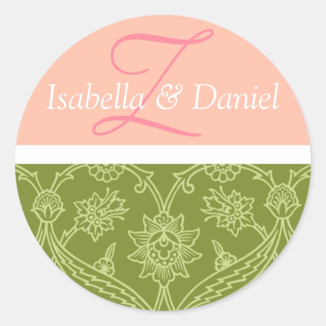 Pegatina Redonda Pegatinas De Monograma De Plantilla Para Sobres (Anverso)