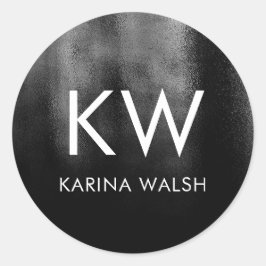 Pegatina Redonda Pegatinas de monograma inicial personalizados de c