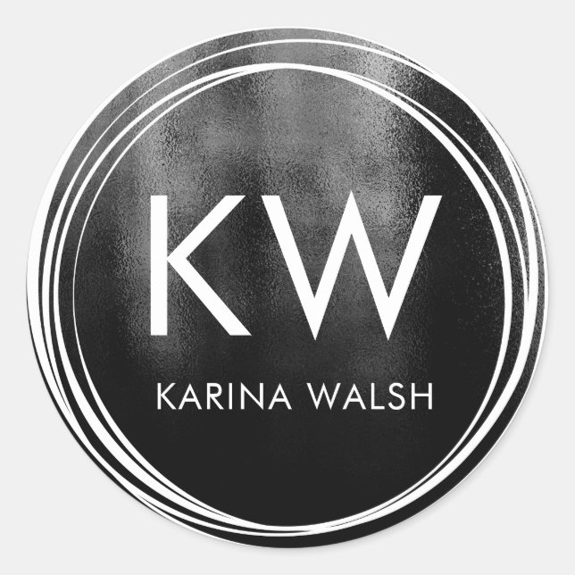 Pegatina Redonda Pegatinas de monograma inicial personalizados de c (Anverso)