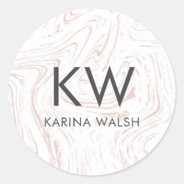 Pegatina Redonda Pegatinas de monograma inicial personalizados de M