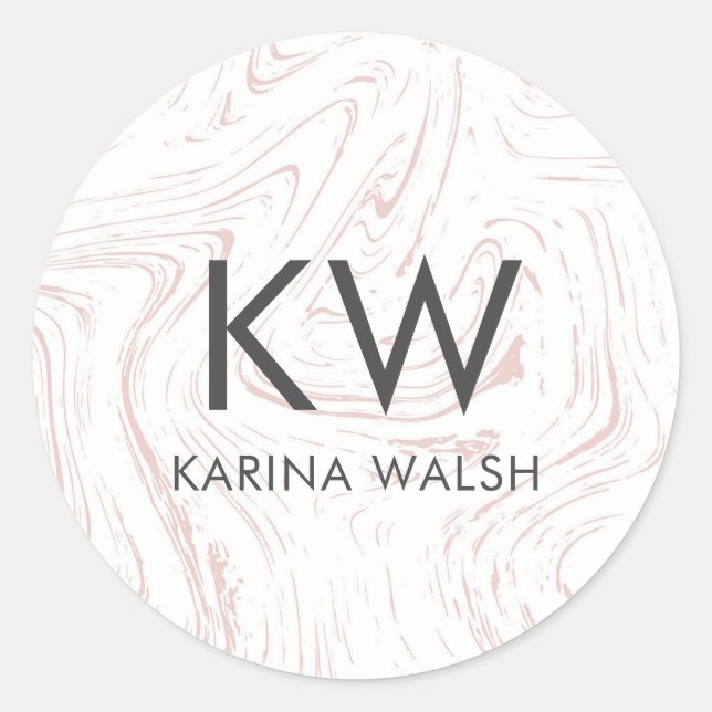 Pegatina Redonda Pegatinas de monograma inicial personalizados de M (Anverso)