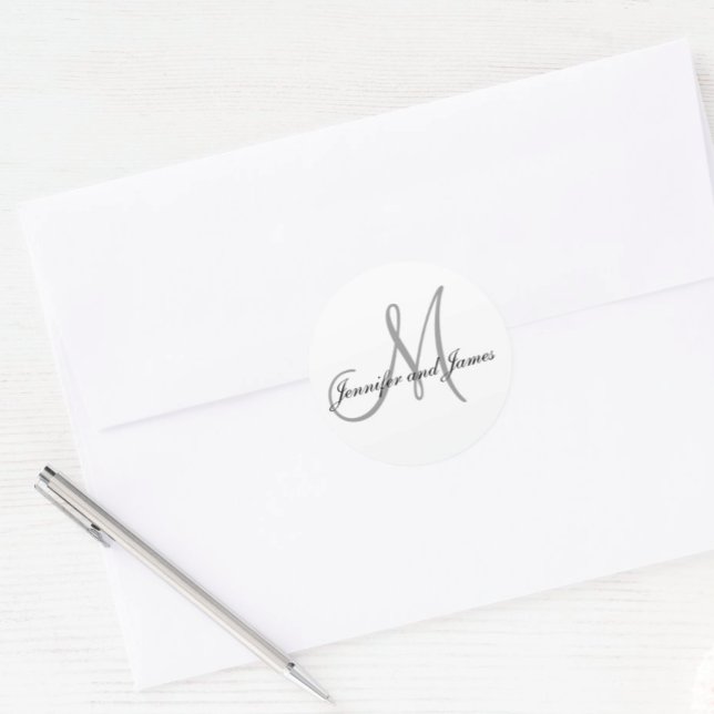 Pegatina Redonda Pegatinas de monograma para Bodas Nombres iniciale (Subido por el creador)