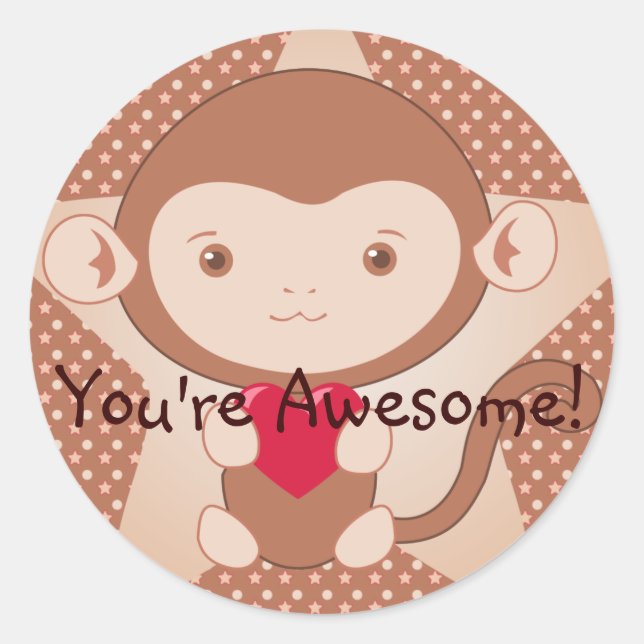 Pegatina Redonda Pegatinas de monos (Anverso)