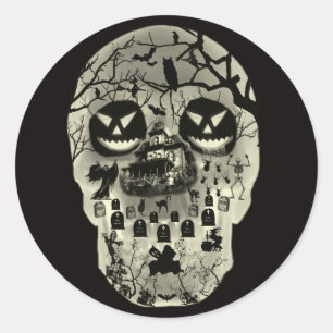 Pegatina Redonda Pegatinas de Moon Skull