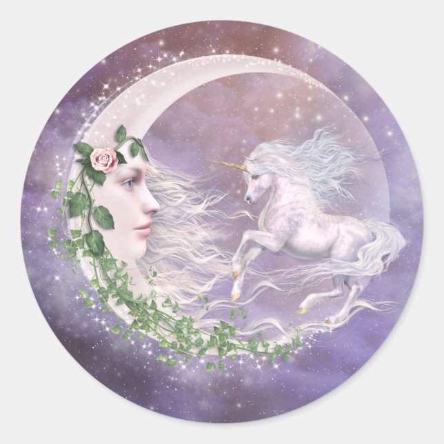 Pegatina Redonda Pegatinas de Moonicorn (Anverso)