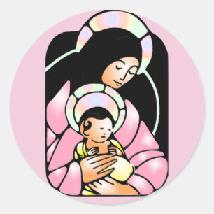 Pegatina Redonda pegatinas de mosaico virgen mary