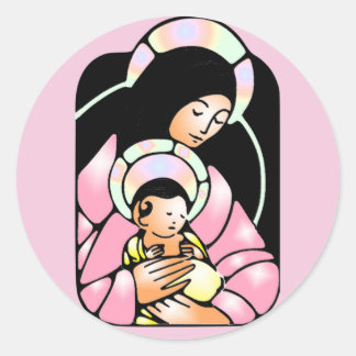 Pegatina Redonda pegatinas de mosaico virgen mary