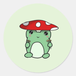 Pegatina Redonda Pegatinas de Mushroom Froggy