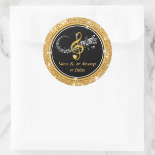 Pegatina Redonda Pegatinas de música personalizados para favores y 