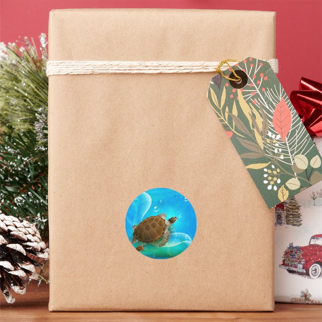 Pegatina Redonda Pegatinas de natación de tortuga (Subido por el creador)