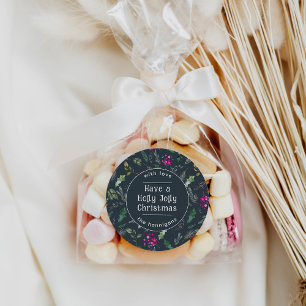 Pegatina Redonda Pegatinas de Navidad Blue Whimsical Personalizado