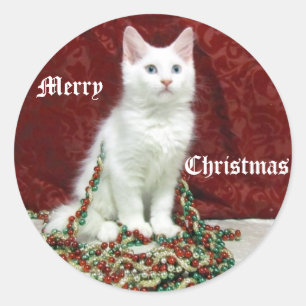 Pegatina Redonda Pegatinas de Navidad de Bianca - Gato / Gatito