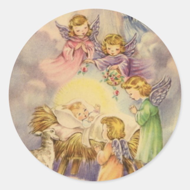 Pegatina Redonda Pegatinas de Navidad/Niño Jesús (Anverso)