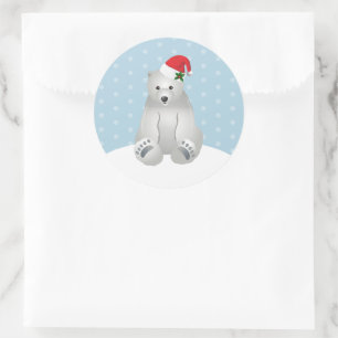 Pegatina Redonda Pegatinas de Navidad Oso Polar