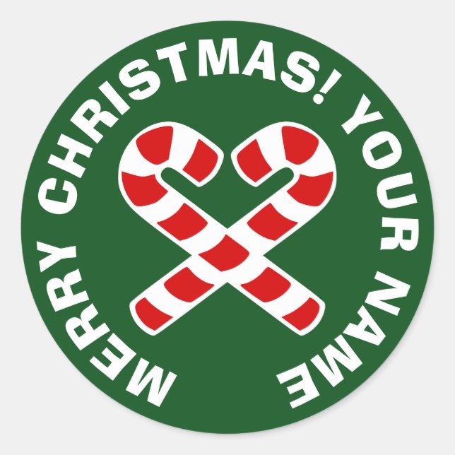 Pegatina Redonda Pegatinas de Navidad redondas con corazón de caram (Anverso)