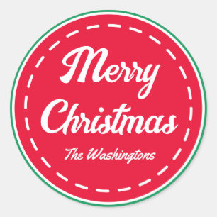 Pegatina Redonda Pegatinas de Navidad Retro Merry