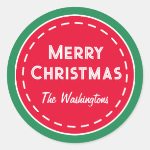 Pegatina Redonda Pegatinas de Navidad retro Personalizado