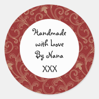 Pegatina Redonda Pegatinas de Navidad rojas hechas a mano