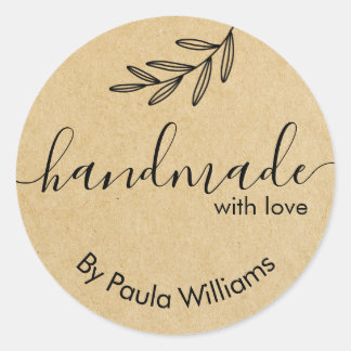 Pegatina Redonda Pegatinas de negocios caseros manuscritos
