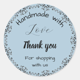 Pegatina Redonda Pegatinas de negocios con flores azules.