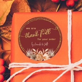 Pegatina Redonda Pegatinas de negocios de Acción de Gracias para cl