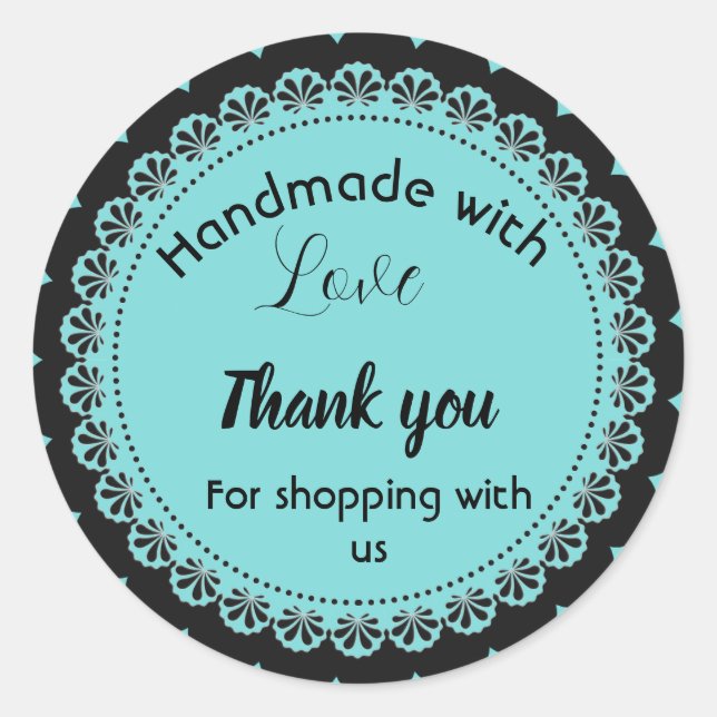 Pegatina Redonda Pegatinas de negocios de diseño de borde turquesa (Anverso)