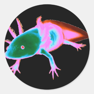 Pegatina Redonda Pegatinas de Neon Axolotl