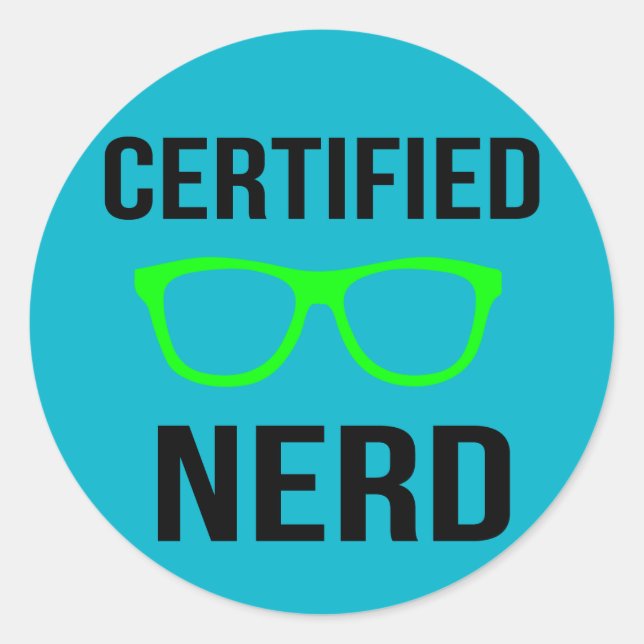 Pegatina Redonda Pegatinas de Nerd certificados (Anverso)