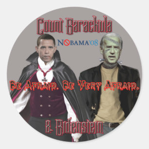 Pegatina Redonda Pegatinas de Nobama Halloween - Barackula y Bidens