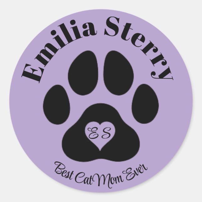 Pegatina Redonda Pegatinas De Nombre E Iniciales Personalizados Par (Anverso)