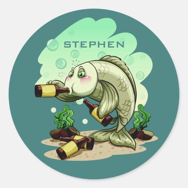 Pegatina Redonda Pegatinas de nombres personalizados para peces (Anverso)