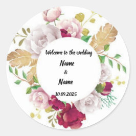 Pegatina Redonda Pegatinas de novios florales