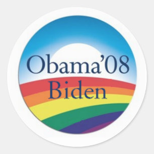 Pegatina Redonda Pegatinas de Obama Biden RAINBOW
