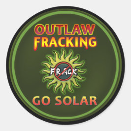 Pegatina Redonda Pegatinas de Occupy Earth "Go Solar - Outlaw Frack
