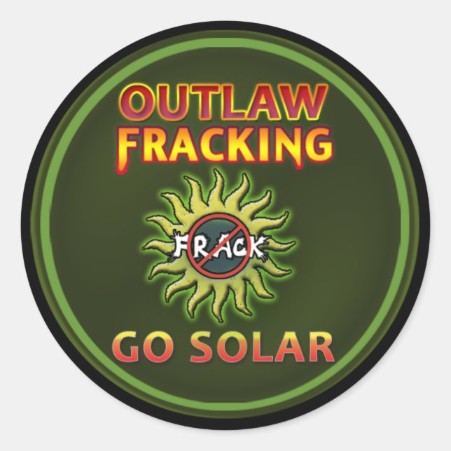 Pegatina Redonda Pegatinas de Occupy Earth "Go Solar - Outlaw Frack (Anverso)