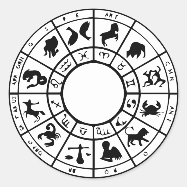 Pegatina Redonda pegatinas de oro de la astrología zodiaca del horo (Anverso)