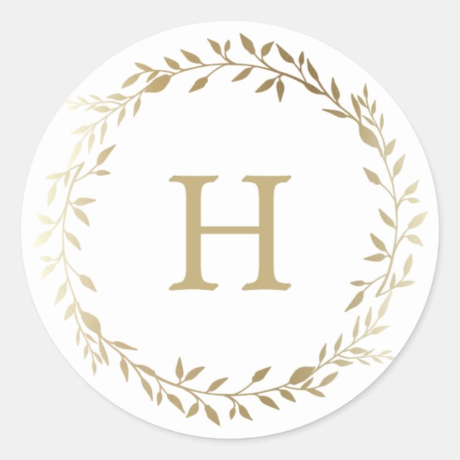 Pegatina Redonda Pegatinas de oro del día de fiesta de la guirnalda (Anverso)