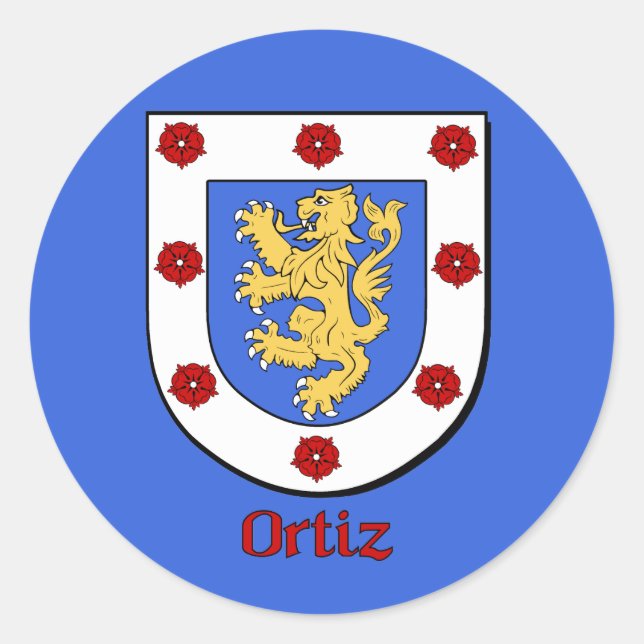 Pegatina Redonda Pegatinas de Ortiz Family Shield (Anverso)