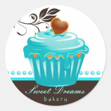 Pegatinas de panadería Blue Cupakes Chocolate Brow