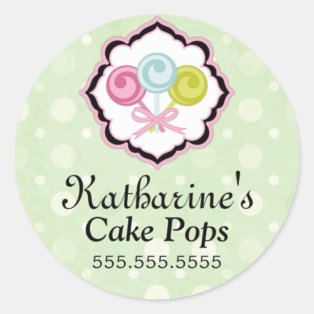 Pegatina Redonda Pegatinas de panadería Cake Pops (Anverso)