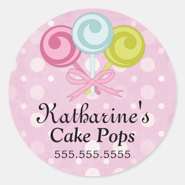 Pegatina Redonda Pegatinas de panadería Cake Pops (Anverso)