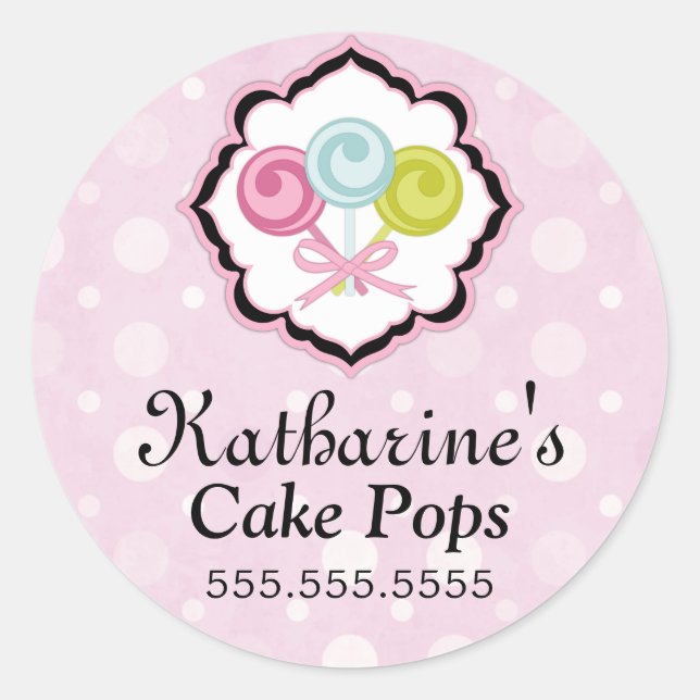 Pegatina Redonda Pegatinas de panadería Cake Pops (Anverso)
