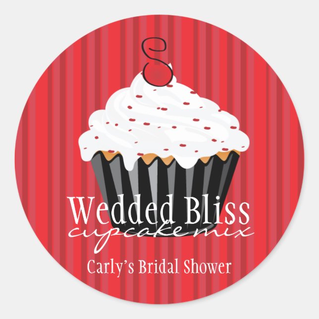 Pegatina Redonda Pegatinas de panadería negra y roja personalizado (Anverso)