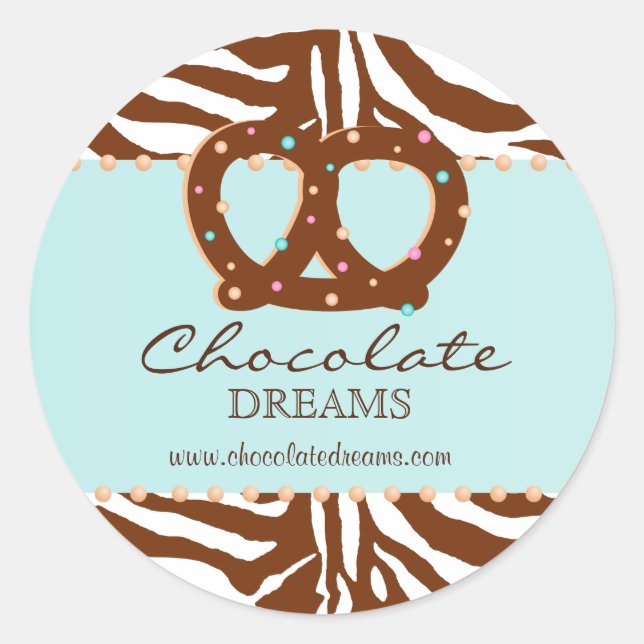 Pegatina Redonda Pegatinas de panadería Pretzel Chocolate Blue 2 (Anverso)