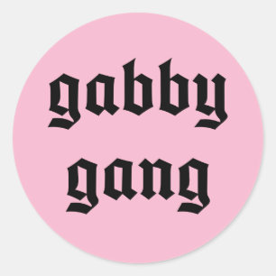 Pegatina Redonda Pegatinas de pandillas de Gabby en texto negro