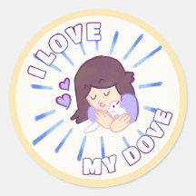 pegatinas de papel "I Love My Dove"