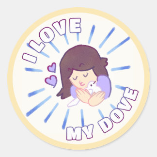 Pegatina Redonda pegatinas de papel "I Love My Dove"