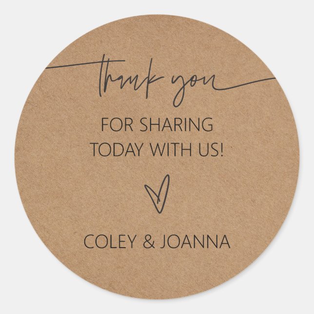 Pegatina Redonda Pegatinas de papel kraft de agradecimiento (Anverso)