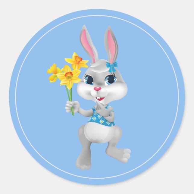Pegatina Redonda Pegatinas de Pascua-Bunny (Anverso)