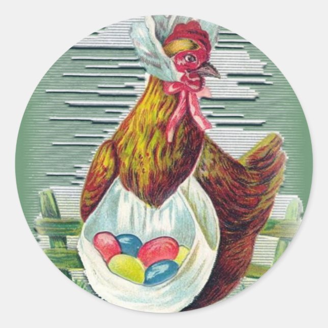 Pegatina Redonda Pegatinas de Pascua de Hen y Huevos (Anverso)